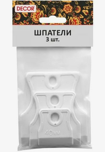 Набор шпателей резиновых DECOR 3шт белые 40,60,80мм, картонный подвес (1/70)