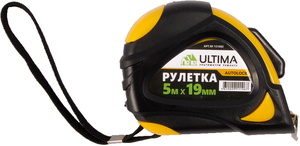 131002 Рулетка Ultima, AutoLock, 5 м х 19 мм, обрезиненный корпус, автомат. фиксация