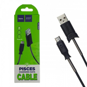 Кабель USB - 8 pin HOCO X24 Pisces, 1.0м, круглый, 2.1A, силикон, цвет: чёрный (1/31/310)