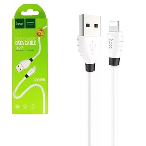 Кабель USB - 8 pin HOCO X27 Excellent, 1.2м, круглый, 2.4A, силикон, цвет: белый (1/33/330)