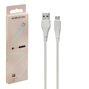 Кабель USB - микро USB Borofone BX18 Optimal, 1.0м, круглый, 2.4A, силикон, цвет: белый (1/648)