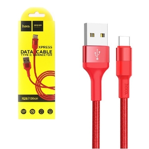 Кабель USB - микро USB HOCO X26 Xpress, 1.0м, круглый, 2.0A, ткань, цвет: красный (1/30/300)