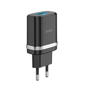 Блок питания сетевой 1 USB HOCO, C12Q, 3000mA, пластик, QC3.0, цвет: белый (1/10/100)