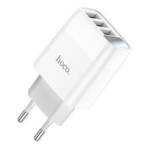 Блок питания сетевой 3 USB HOCO C93A, Easy, 3400mA, цвет: белый (1/12/120)