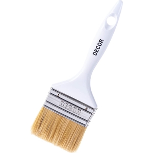 Кисть плоская "White Edition" DECOR  универсал 65х15мм, светл. смеш. щетина, ручка пластик (12/120)