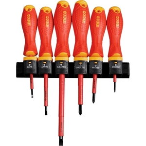 Набор отверток диэлектрических  INGCO INDUSTRIAL 1000В, 6шт + держатель (1/6/24)