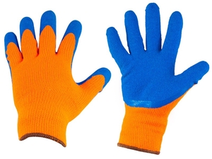 Перчатки оранжево синие теплые вспенненый латекс -20 градусов