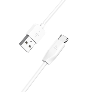 Кабель USB - Type-C HOCO X1 Rapid, 1.0м, круглый, 2.1А,силикон, цвет: белый (1/30/300) 