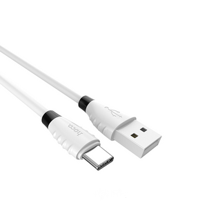Кабель USB - Type-C HOCO X27 Excellent, 1.2м, круглый, 2.4А,силикон, цвет: белый (1/33/330) 