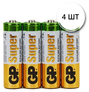Батарейки GP Super AA Alkaline 1.5V, 4 шт.
