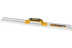 Линейка алюминиевая с ручкой INGCO NDUSTRIAL 60см + уровень 2 глазка (10/30)